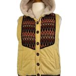 POWER TO THE PEOPLE Crochet Sherpa Lined Hooded Vest Boho Streetwear Retro Sz M Size M Photo 2