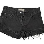 Free People  Jean shorts black button fly distressed cut offs 25 Photo 0