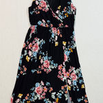 PaperMoon  Black Maxi Dress with Pink and Blue Floral Pattern Photo 0