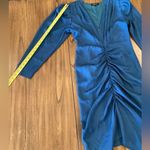 Beulah  blue Ruched v Neck 3/4 Sleeve bodycon knee mini cocktail Dress s Photo 3