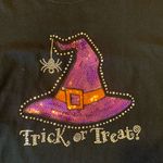 Halloween Top Large Black Purple Orange Sequin Trick or Treat Long Sleeve Photo 1