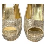 Michael Kors  Sparkling Gold Peep-Toe Heels excellent condition size 5 Photo 5
