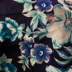 Vintage 80s Betsys Things Midi Dress 16 Blue Floral Dolman Sleeve Zip Belt Loops Photo 6