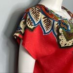 Walker Boutique Boho Floral Tie Front Crop Top Red Multicolor Festival Size S Photo 3