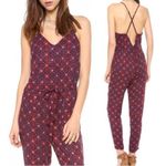 Free People  Floral Sunset Jumpsuit Romper in Red Combo Size Medium Photo 1