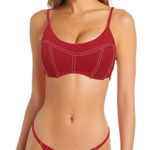 Gottex  Bikini Top Womens USA 10 Red White‎ Contrast Stitch Swim Photo 0