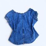 RARE Y2K Coquette Renaissance Whimsy Babydoll Sweetheart Corset Lace Up Top Shirt Blouse Romantic Trendy Denim Navy Blue Sz M #cottagecore #fairy Measurement in pics Great condition Size M Photo 2