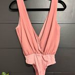 Blue Blush  Sleeveless Plunge Tank Top Blouse Bodysuit 1 Piece Women’s Sz S NWOT Photo 2