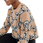 Obey Women's Size Medium Peach Antarsia Print Knitted Sweater Photo 1