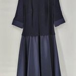 Tadashi Vintage Womens Evening Gown 18 Blue Satin Skirt Formal Maxi 3/4 Sleeve Photo 0