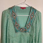 Nikka Silk Peplum Blouse Peacock Beaded Teal Green M Blue Size M Photo 1