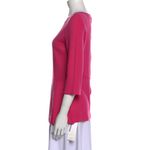 St. John  Knits Milano Knit Peplum Blouse in Bright Pink Scoop Neck Size 6 Wool Photo 6