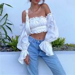 House Of CB NWOT House of CB Tula Ruched Off Shoulder Top White Small Photo 1