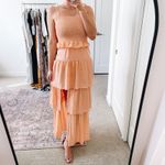 Amanda Uprichard  Coral Pink Tiered Ruffle Midi Dress Photo 1