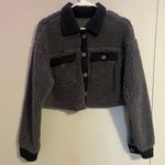 Cropped grey and black teddy jacket Gray Photo 0