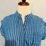 Weekend Suzanne Betro Blue Striped Women's Relaxed Tunic Loungewear Top Size S Photo 3