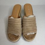 Lisa Vicky Tan Camel Kid Suede Wedge Espadrille Platform Sandal Mules Size 9 Photo 1