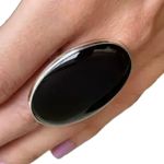 Handmade 7.5  Ring OVAL Black Onyx Gem Solid 925 Sterling Silver Fine Art UNISEX Original Natural Gemstone Men Women Statement Photo 3