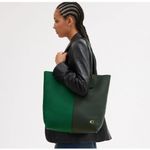 Coach Auth North Tote In Colorblock Leather Green Photo 1