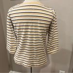 st. john's bay St. John’s Bay Neutral Color Striped 3/4 Length 100% Cotton Top Women’s Medium Photo 2