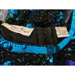 Vintage Lawrence Kazar Beaded silk Sequin Top Turquoise Purple Embellished Party Black Size L Photo 8