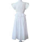 O.P.T Chic White Midi cotton Dress with Ruffle Detail small New Photo 4
