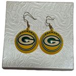 NFL Vintage 1990’s Green Bay Packers Earrings Green & Yellow Dome Shaped Photo 0