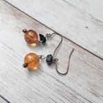 Vintage Earrings For Pierced Ears Orange & Black Dangle Photo 3