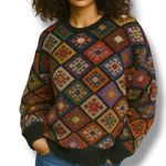 Peruvian Connection Vintage 90s Alpaca Sweater Handmade Diamond Loose Knit Photo 9
