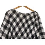 J Jill Womens Gingham Linen Top L Black White Checkered Relaxed Fit Classic Size L Photo 3