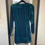 Intermix  Green Velvet Faux Wrap Dress Photo 3