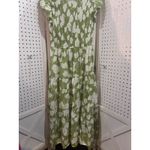 Sweet Wanderer Green White Floral Smocked Tiered Maxi Dress Size L Photo 1