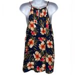 Perfect Peach Tropical Hawaiian Floral Multicolored Print Top Size Medium Blue Photo 1