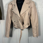 Azalea Wang Women’s Beige Faux Leather Moto Jacket Size Medium NWT Photo 0