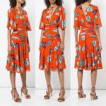 Diane Von Furstenberg DVF • Flutter Sleeve Cinched Waist Dress mesh midi Asher Vermillion floral print Photo 4