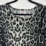 Quacker Factory  QVC Grey & Black Rhinestone Leopard Print Tunic Top‎ Size 1X EUC Photo 1