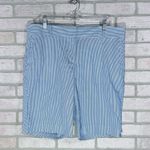 Ann Taylor NWT The Boardwalk Blue and White Striped Bermuda Shorts Size 14 Photo 2