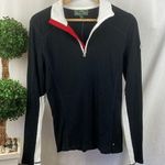 Ralph Lauren  Black Red & White Long Sleeve  Quarter Zip Top NEW L Photo 0