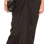 L'Academie L’Academie Avril Black Satin Midi Skirt Knot Waist Size XL Party Cocktail NYE Photo 0
