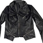Lulus NEW  Black Faux Leather Up On A Tuesday Moto Jacket Photo 5