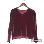 Eileen Fisher EILEEN FISHER Red Velvet Dolman Sleeve Blouse Boxy Top Silk Blend Velour New Photo 1