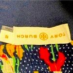 Tory Burch Navy Polka Dot Multicolor Iris Flowers & Pearlized Buttons Dress Photo 5