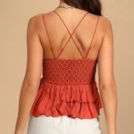 Free People NWT Womens large rust orange Adella lace cross strap Cami tank top Photo 1