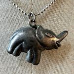 Silver tone puffy elephant pendant necklace Photo 1