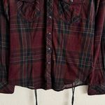 Affliction Womens Red Black Premium Wisdom Embroidered Buffalo Plaid Shirt Photo 4