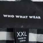 Who What Wear  BLACK WHITE BUFFALO CHECK PLAID PUFF SLEEVE BUTTON FRONT BLOUSE Photo 9