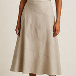 Sandro  sportswear cream linen blend patchwork midi skirt Photo 0