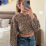Le lis NEW Leopard Print Cropped Tie Back Hoodie XS/S Photo 5
