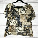 American Vintage Vintage Animal Print Cheetah Leopard Patchwork Print T-Shirt Top Size XL Photo 0