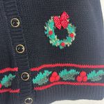 Vtg Baxter & wells knit button up Christmas holiday wreath vest petite M Black Size undefined Photo 3